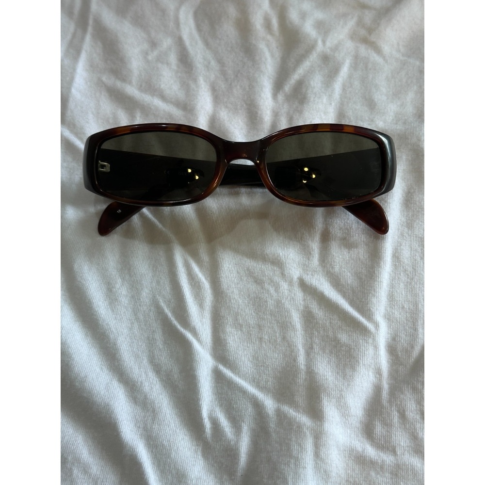 GUESS Muse GU 653 Vintage Y2K Tortoise Rectangle Sunglasses Dark Brown Gray Lens